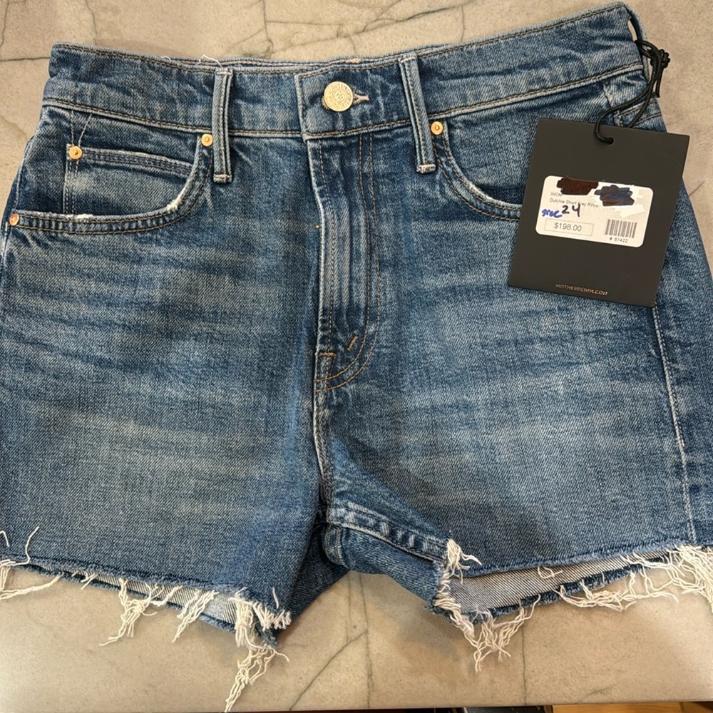 Mother Dutchie Short Fray denim shorts size 24 NWT